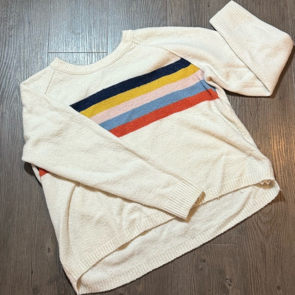Madewell Cream Sweater with Multicolor Stripes